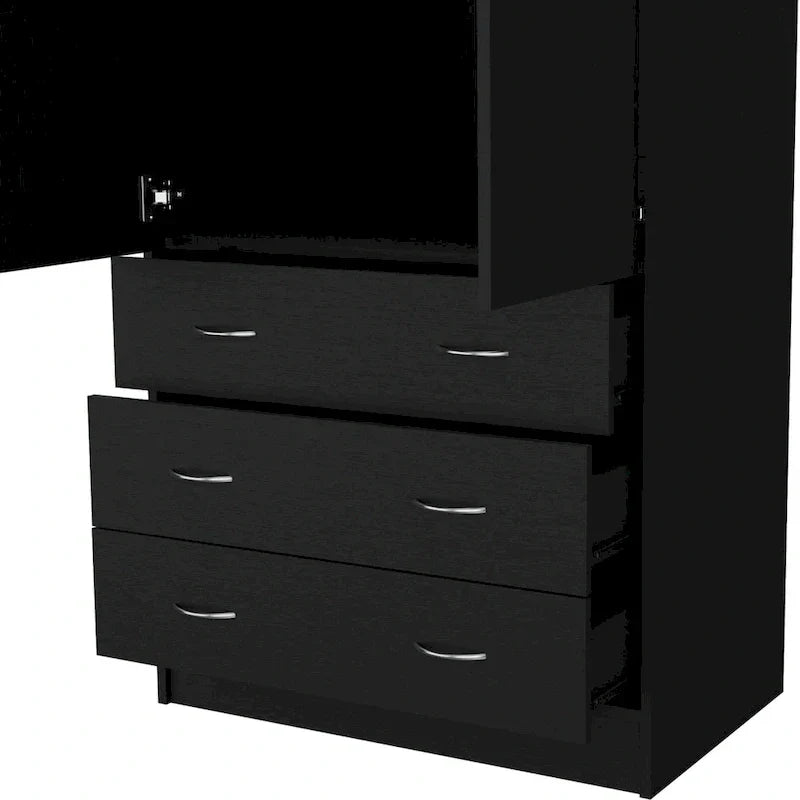 19 Armadio moderno a due ante con 3 cassetti e 1 asta appendiabiti per camera da letto