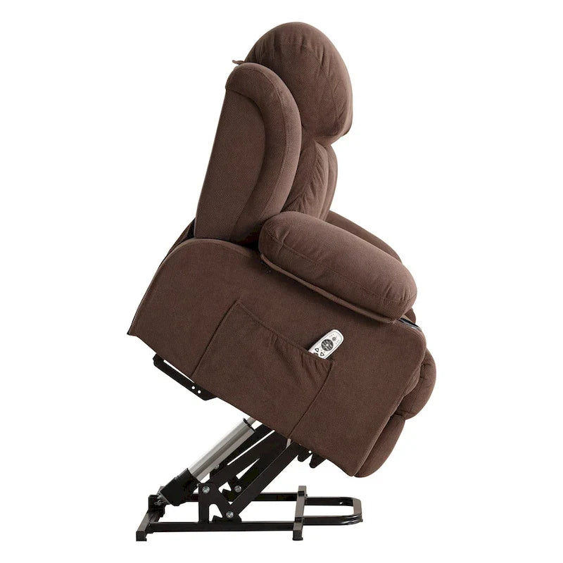 Poltrona reclinabile elettrica Grey Power con massaggio riscaldante, ricarica USB, telecomando e comode tasche laterali per anziani