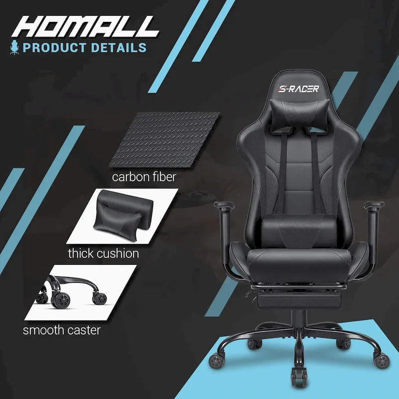 Sedia da gaming con poggiapiedi - Sedia da scrivania ergonomica