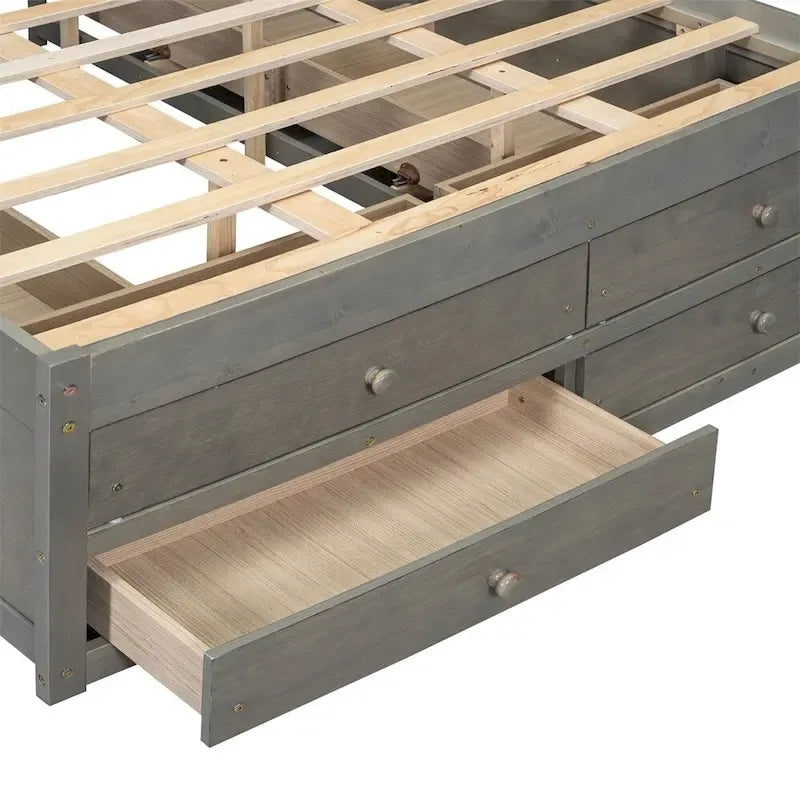 Letto a piattaforma King Size con testiera contenitore e 8 cassetti