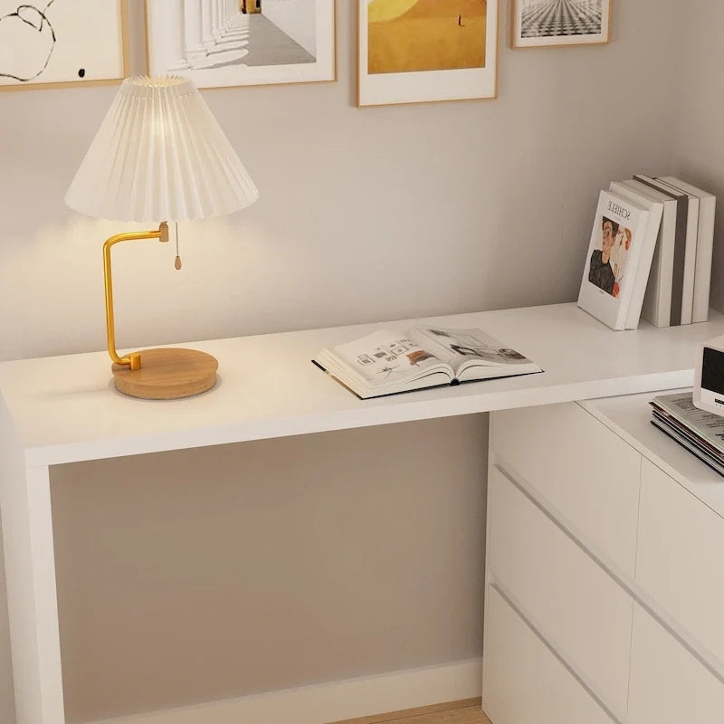 Cassettiera e Scrivania Girevole a 32,7H, con 6 Cassetti, Tavolo da Trucco, Bianco/Nero