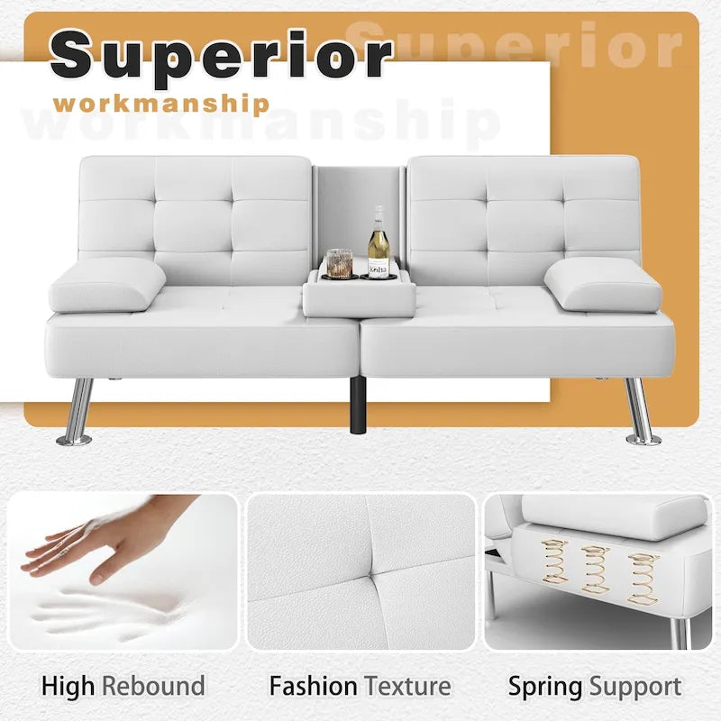 Divano letto futon convertibile Homall con portabicchieri e cuscini