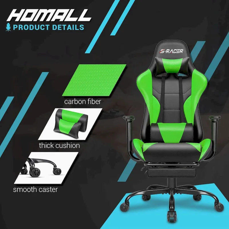 Sedia da gaming con poggiapiedi - Sedia da scrivania ergonomica