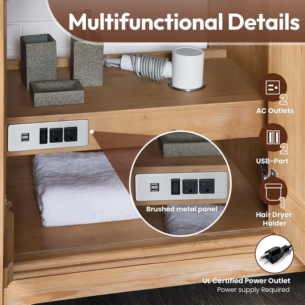 Mobile bagno Hervas con top in marmo naturale senza specchio