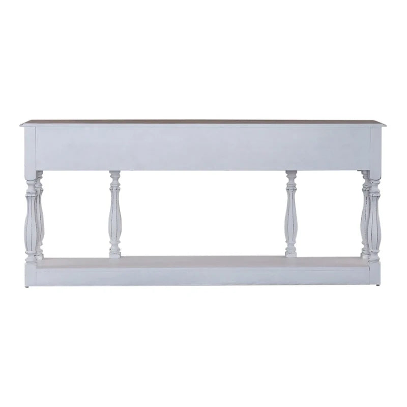 Consolle da ingresso da 72 pollici bianco antico e corteccia invecchiata