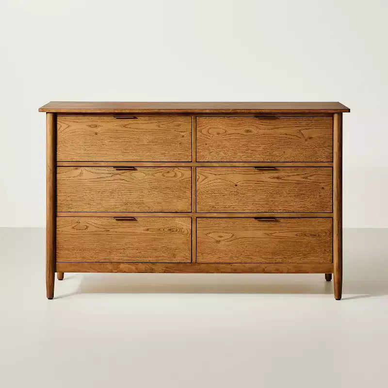 Contemporary Wooden 6 Drawer Horizontal Dresser Aged Oak - Hearth & Hand™ with Magnolia