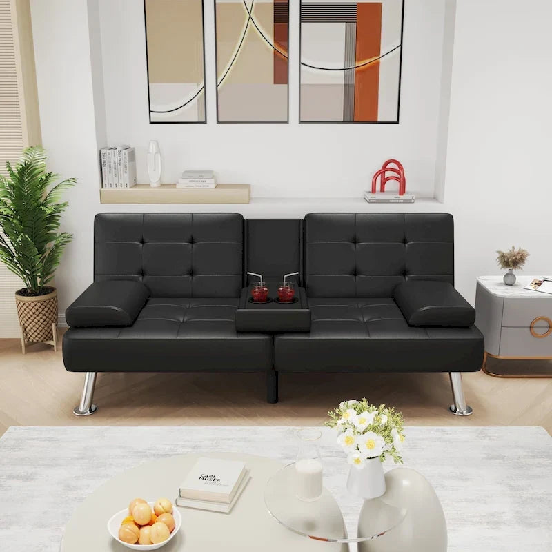 Divano letto futon convertibile Homall con portabicchieri e cuscini