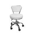 Sgabello basso Dayton con schienale regolabile da 13 a 15, rotelle, bianco - N/A