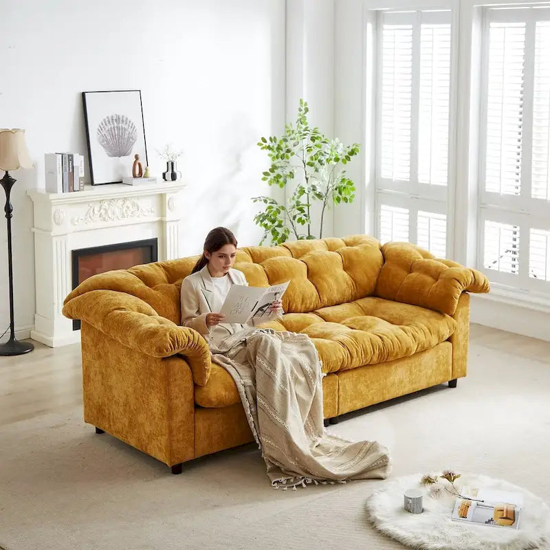 99.2  Divano profondo Chenille Comfort, Divano soffice effetto nuvola imbottito