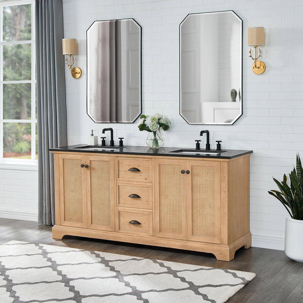 Mobile bagno Hervas con top in marmo naturale senza specchio