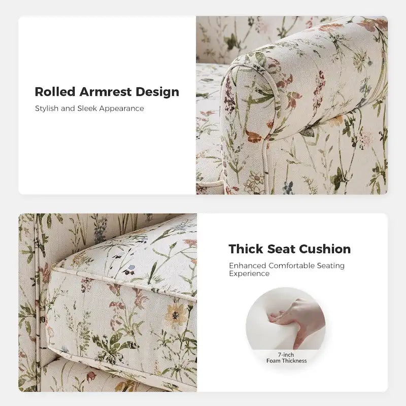 Poltrona girevole a dondolo Georg Comfortable Floral Fabric con braccioli arrotolati di HULALA HOME
