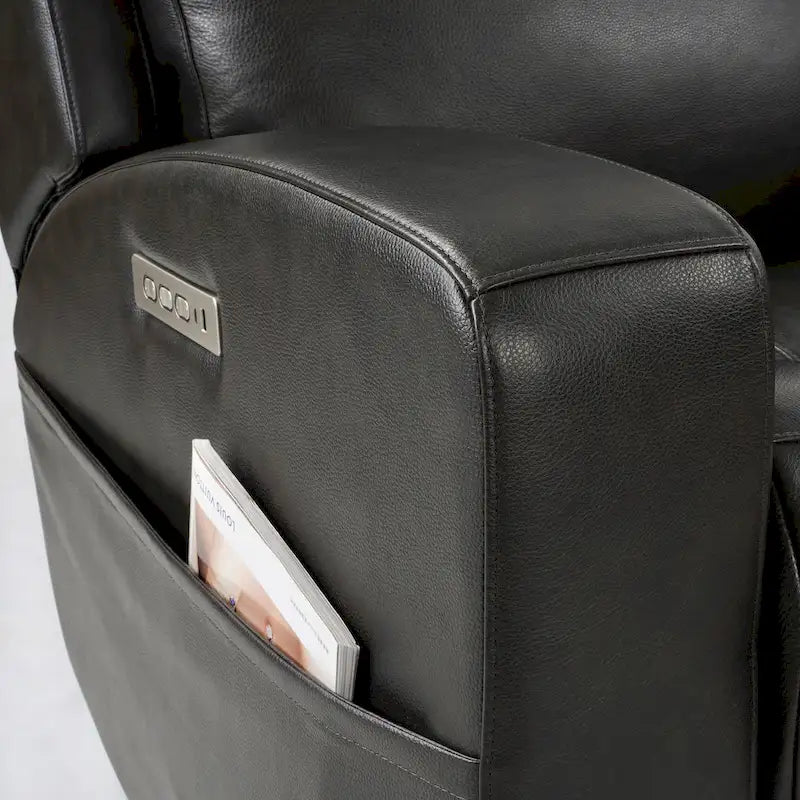 Divanetto Reclinabile Elettrico in Vera Pelle, Divanetto Reclinabile Elettrico con Contenitore, Porta di Ricarica USB per Soggiorno