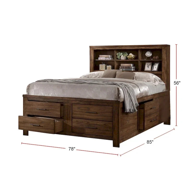 Letto in noce con 6 cassetti sottostanti