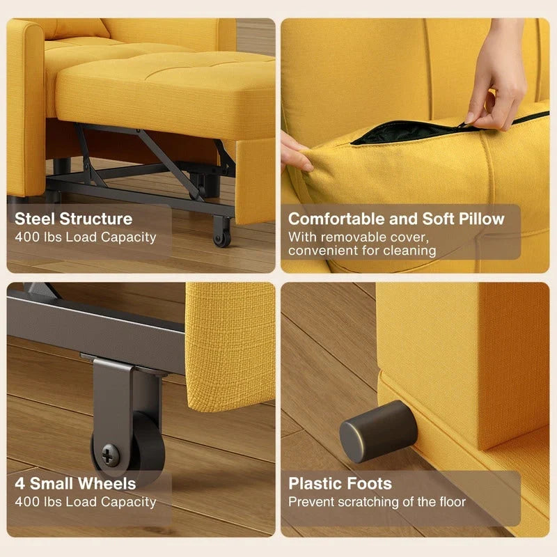 Divano letto trasformabile 3-in-1, Poltrona letto estraibile, Letto pieghevole convertibile per soggiorno