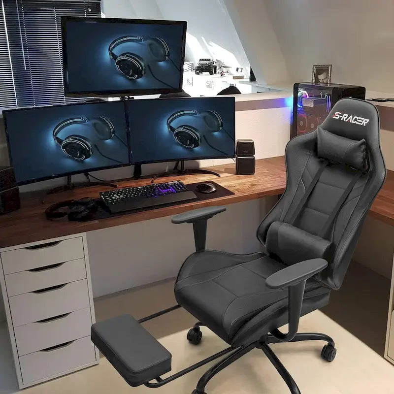 Sedia da gaming con poggiapiedi - Sedia da scrivania ergonomica