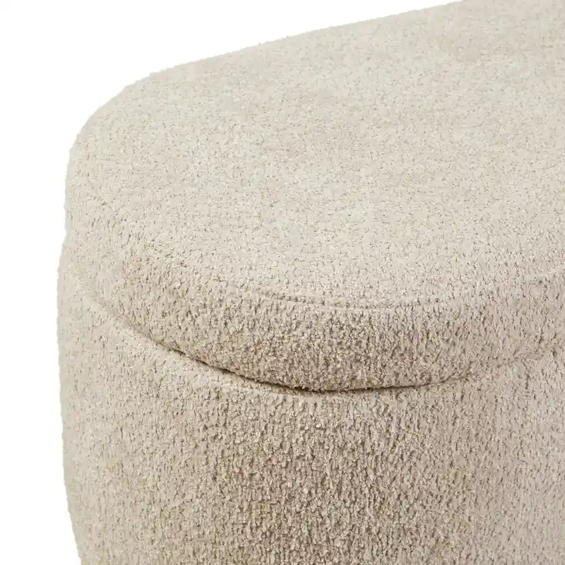 Panca contenitore INK+IVY Bailey, tortora in bouclé, con piano apribile a ribalta