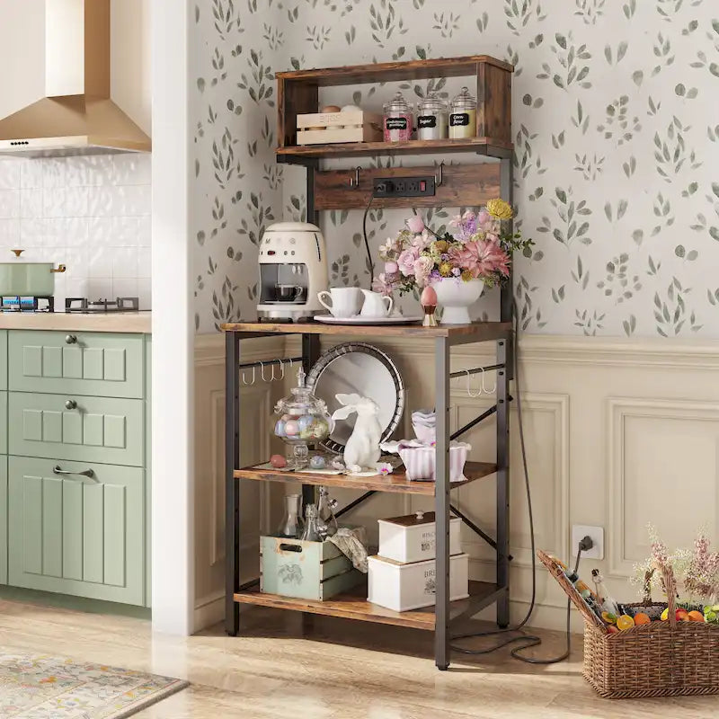 Scaffale da cucina per fornaio da 60 pollici con credenza 8 ganci laterali