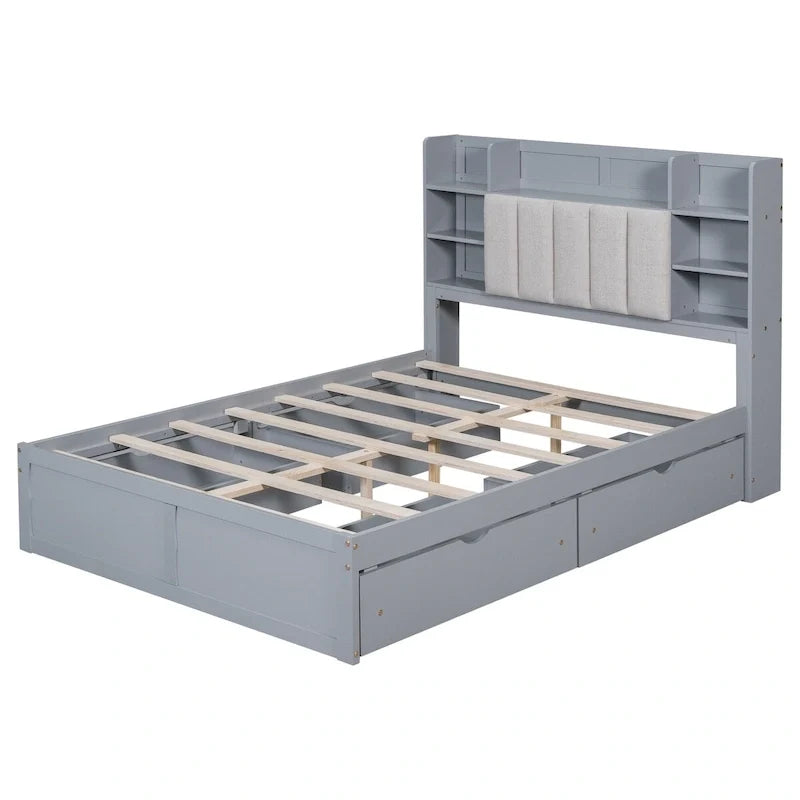 Struttura letto con 4 cassetti contenitore portatili sotto il letto