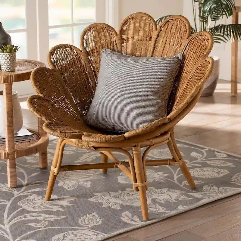 Sedia a forma di fiore Blossom Bohemian Honey Rattan