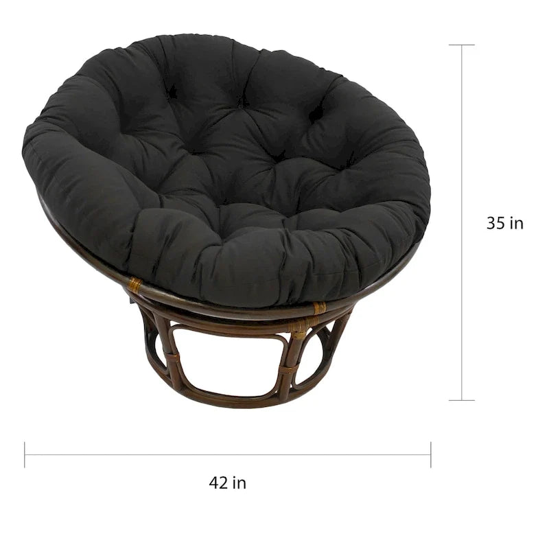 Sedia Papasan in rattan da 42 pollici con cuscino in twill