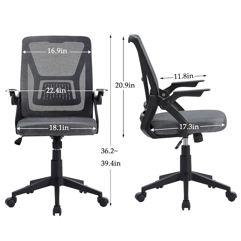 Javlergo Sedia da Ufficio Girevole a Schienale Medio con Supporto Lombare, Sedia da Scrivania Ergonomica da Computer in Rete con Braccioli