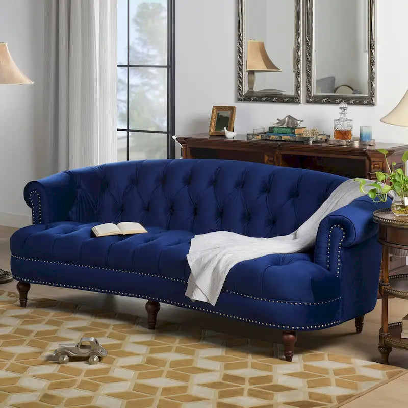 Divano Chesterfield trapuntato in velluto La Rosa 84 Mid-Century Modern