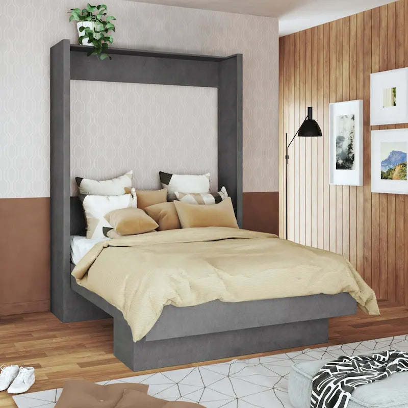 Letto a scomparsa contemporaneo Easy Lift Brazilian Queen con ripiano