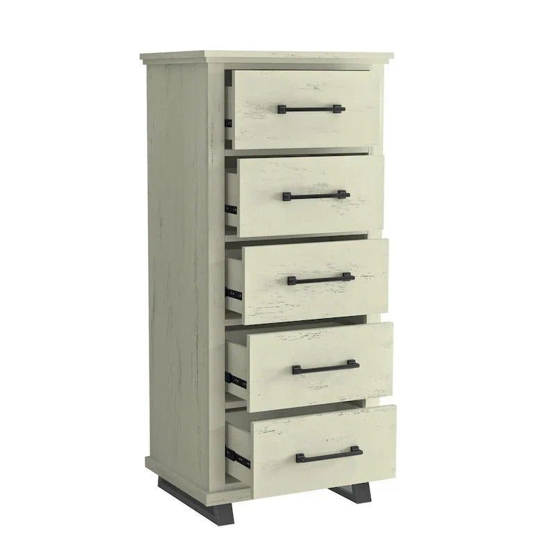 Set camera da letto 4 pezzi stile rustico - 2 comodini, 1 cassettone e 1 comò