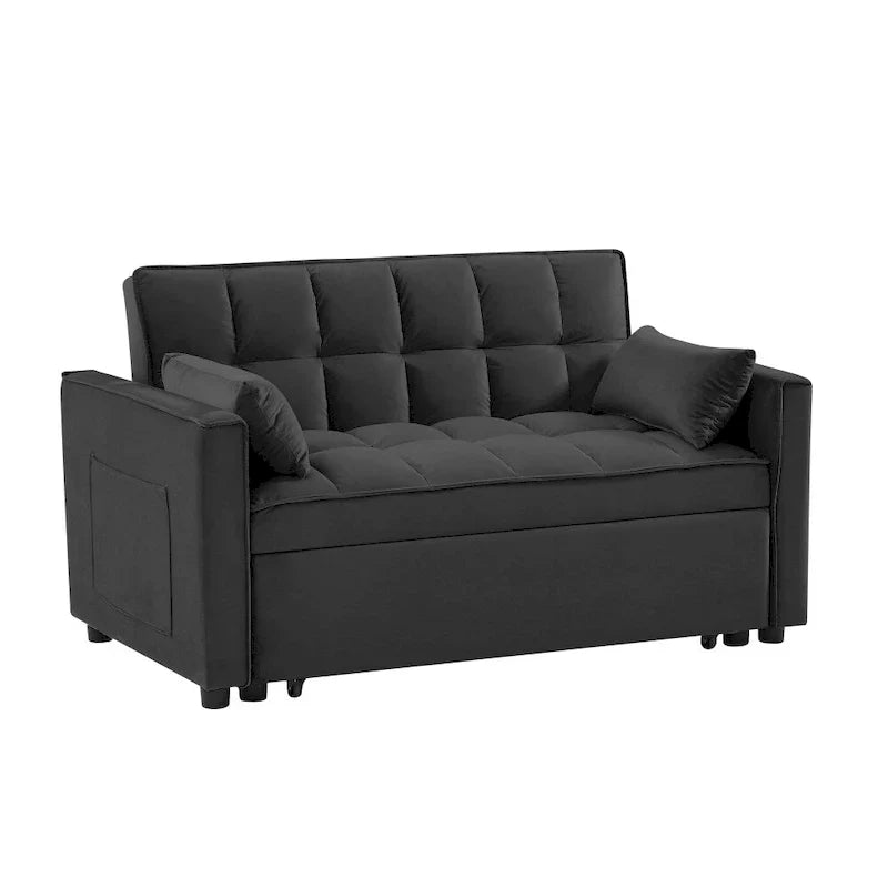 Divano letto 3 in 1 in velluto convertibile con letto estraibile e schienale reclinabile