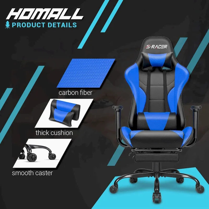 Sedia da gaming con poggiapiedi - Sedia da scrivania ergonomica