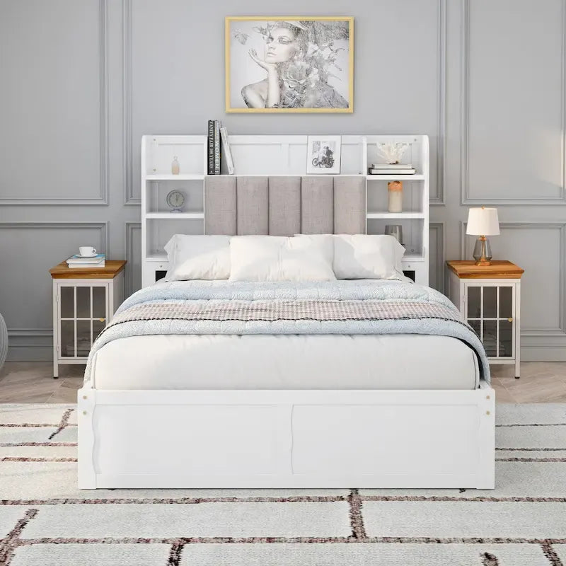 Struttura letto con 4 cassetti contenitore portatili sotto il letto