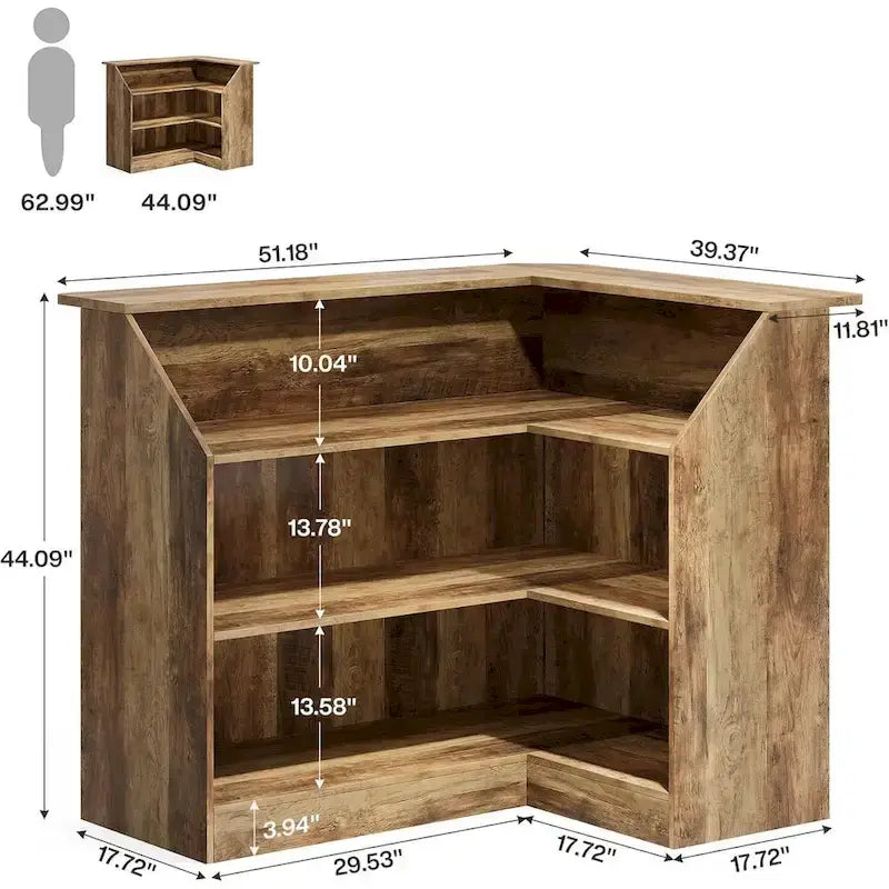 Mobile bar a L con portabicchieri da vino per pub domestico