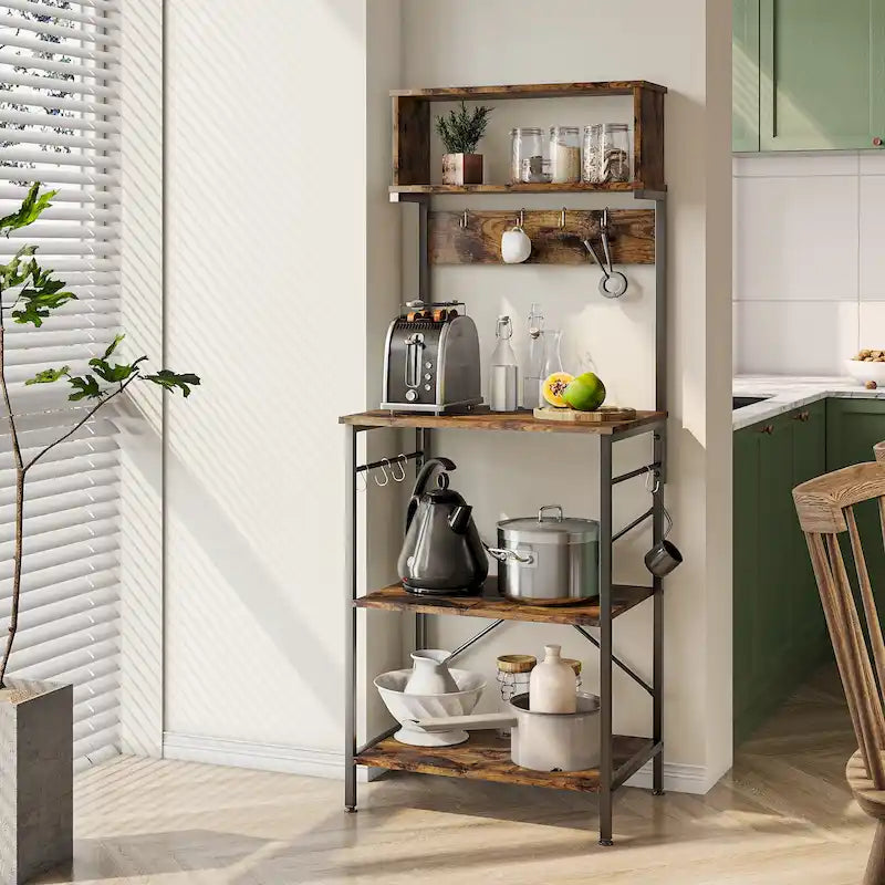 Scaffale da cucina per fornaio da 60 pollici con credenza 8 ganci laterali