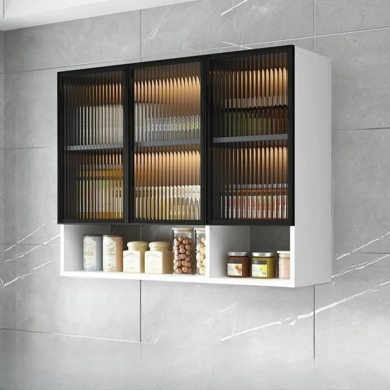 Madia pensile da cucina grigia in legno