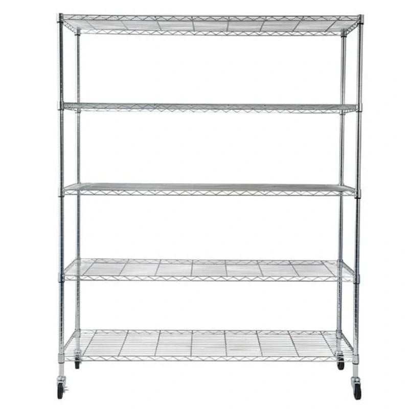 Scaffalatura in acciaio a 5 ripiani con ruote - (59.06 x 17.72 x 70.87)