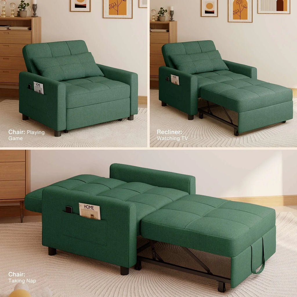 Divano letto trasformabile 3-in-1, Poltrona letto estraibile, Letto pieghevole convertibile per soggiorno