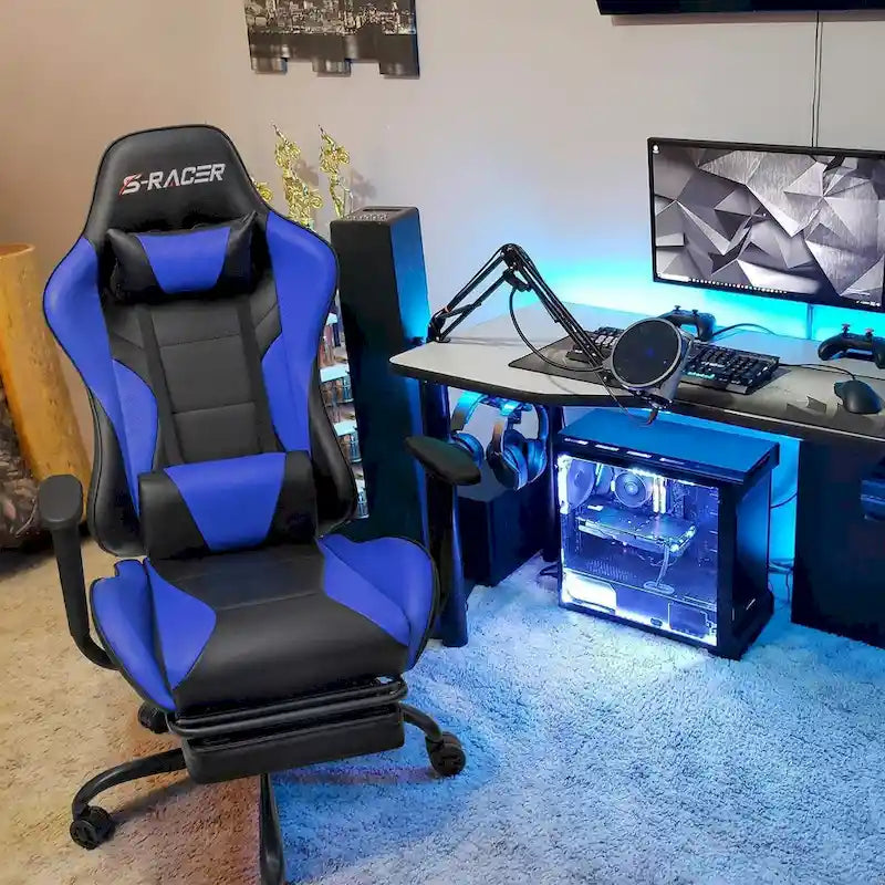 Sedia da gaming con poggiapiedi - Sedia da scrivania ergonomica