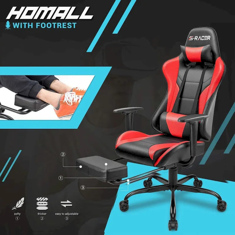 Sedia da gaming con poggiapiedi - Sedia da scrivania ergonomica