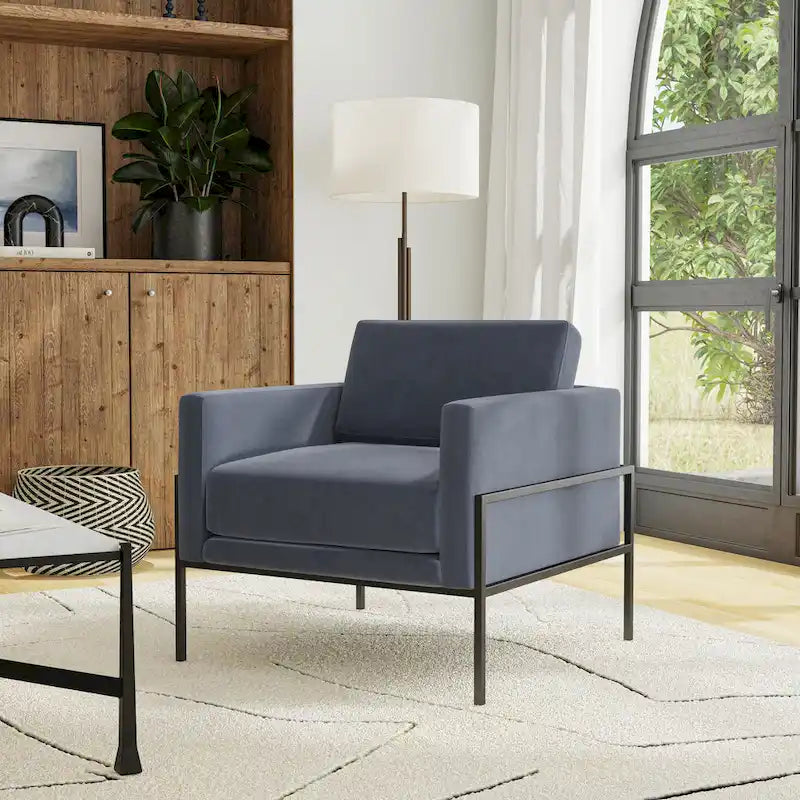 Poltrona club moderna HomePop imbottita con struttura in metallo