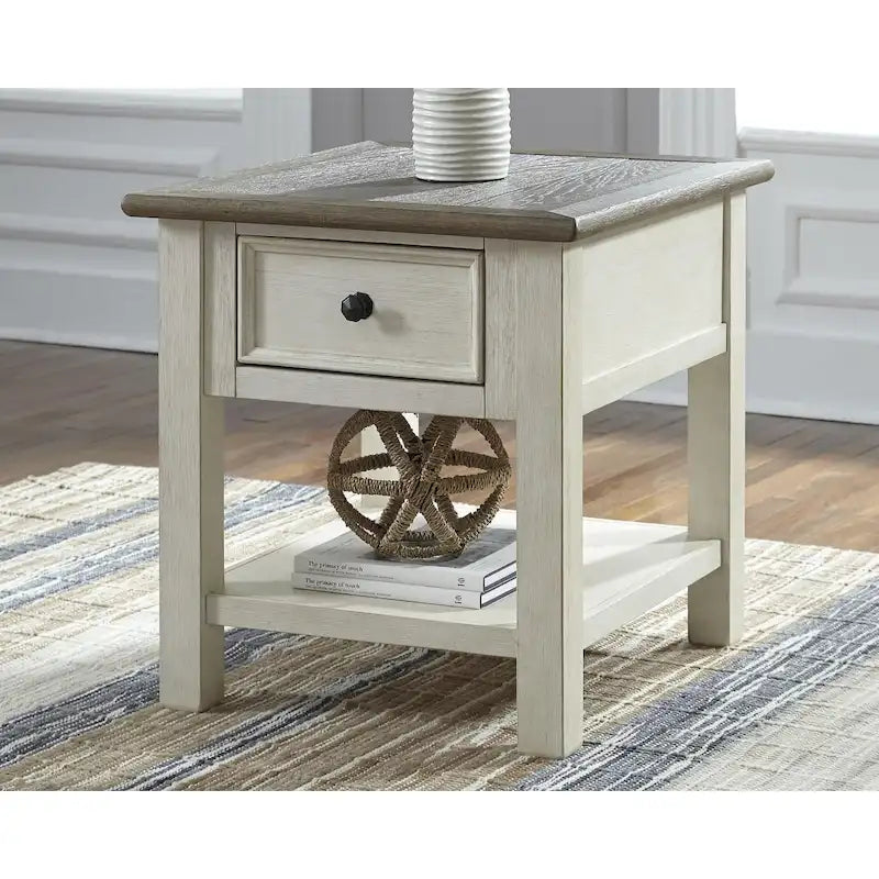 Tavolino occasionale Bolanburg bianco anticato/marrone