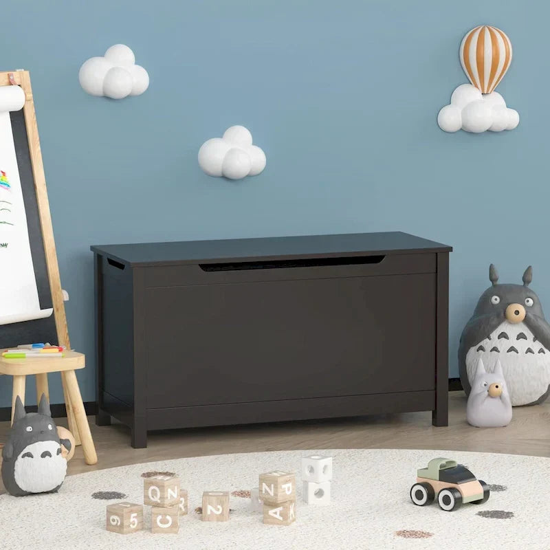 Contenitore portagiochi in legno per bambini con coperchio incernierato di sicurezza, per bambini dai 3 anni in su