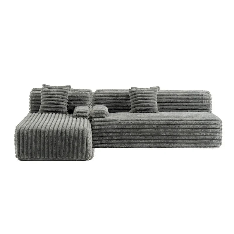 Divano componibile Cloud, divano moderno imbottito con 2 cuscini decorativi, divano combinabile liberamente, divano componibile a L