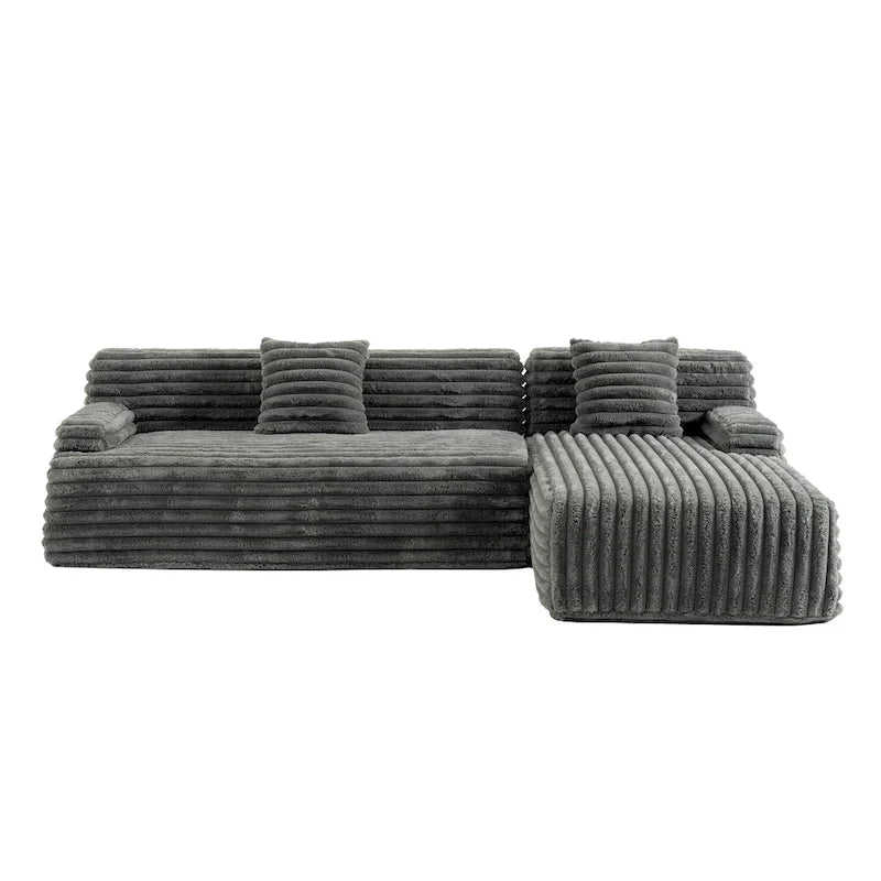 Divano componibile Cloud, divano moderno imbottito con 2 cuscini decorativi, divano combinabile liberamente, divano componibile a L