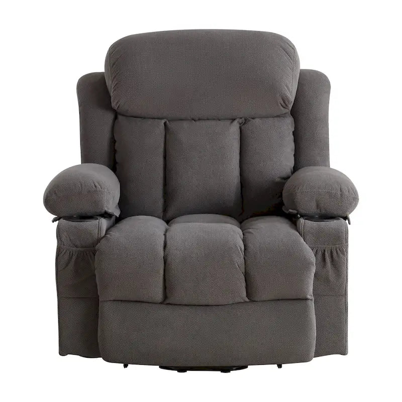 Poltrona reclinabile elettrica Grey Power con massaggio riscaldante, ricarica USB, telecomando e comode tasche laterali per anziani