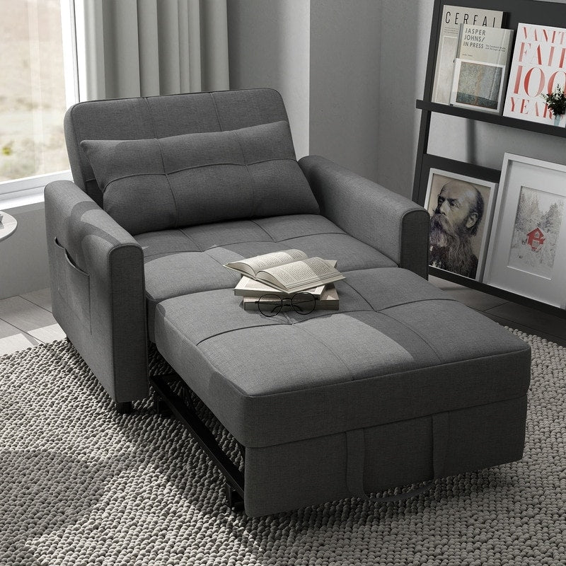 Divano letto trasformabile 3-in-1, Poltrona letto estraibile, Letto pieghevole convertibile per soggiorno