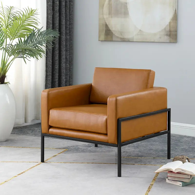 Poltrona club moderna HomePop imbottita con struttura in metallo