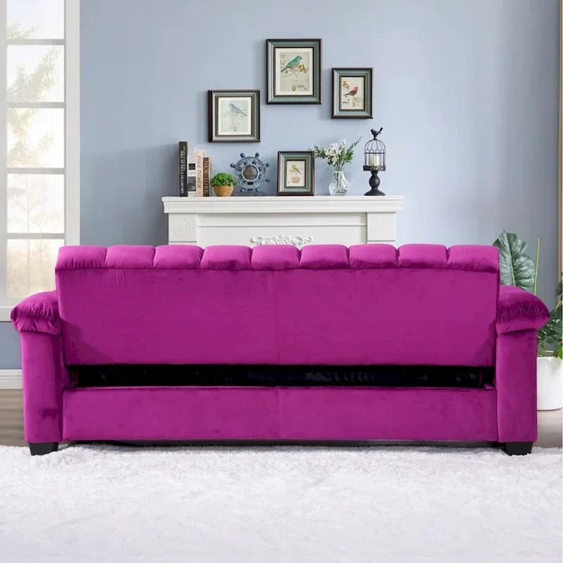 Divano letto convertibile in velluto da 82,7" con 2 cuscini