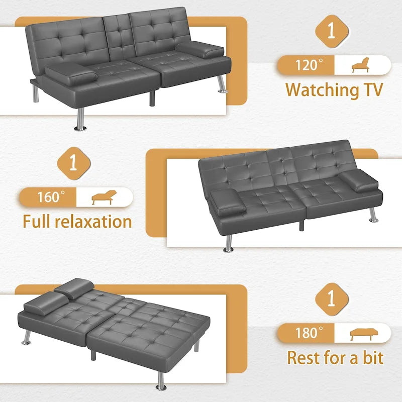Divano letto futon convertibile Homall con portabicchieri e cuscini
