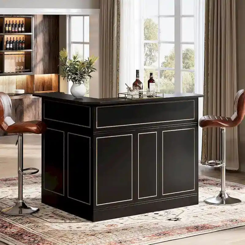 Mobile bar a L con portabicchieri da vino per pub domestico