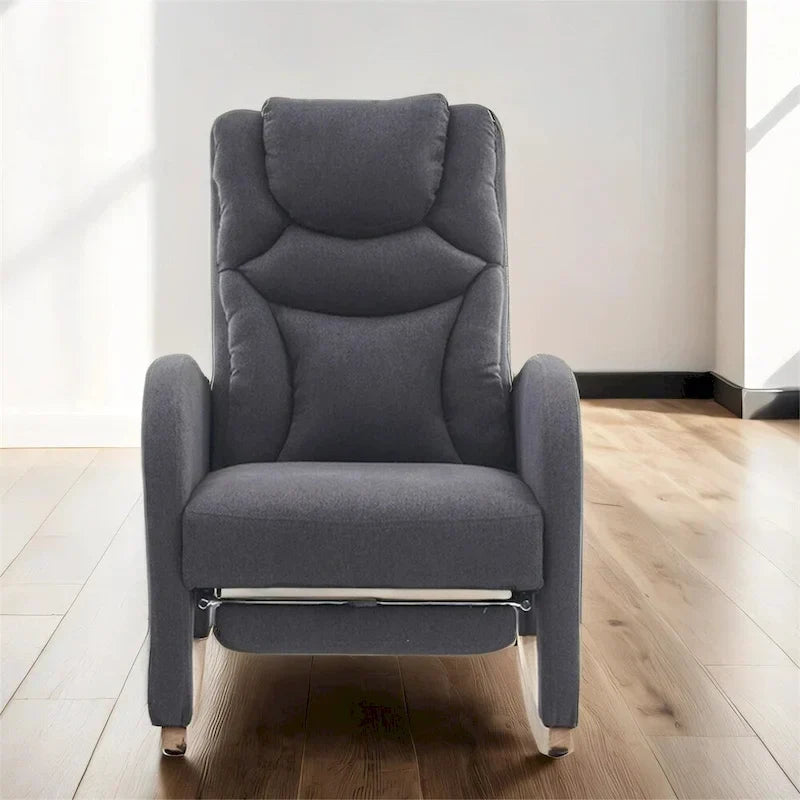 Sedia a dondolo ergonomica in tessuto per cameretta con poggiapiedi regolabile